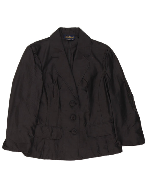Luisa Spagnoli Chaqueta Blazer de 3 Botones para Mujer IT 46 Grande Seda Negra