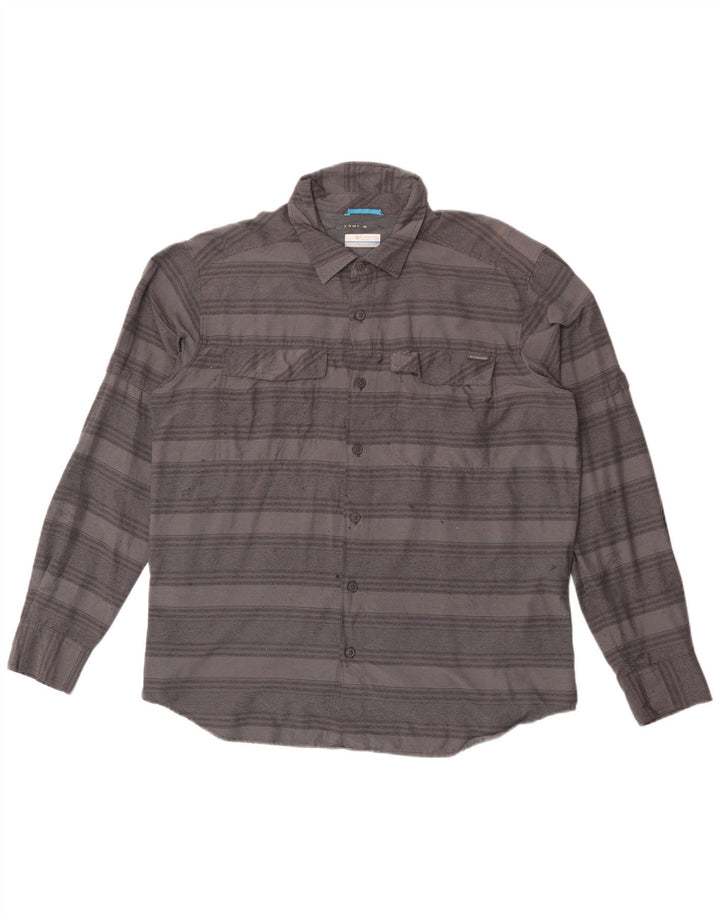 Columbia Camisa para hombre grande de nailon a rayas grises