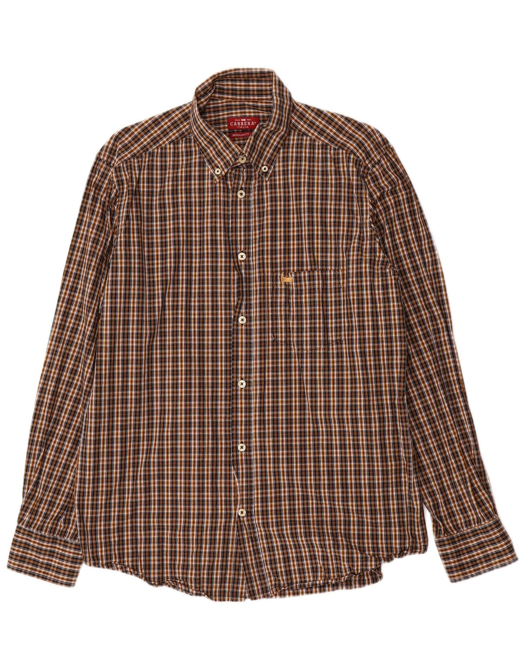 Carrera Camisa de franela de ajuste regular para hombre Algodón a cuadros marrón grande