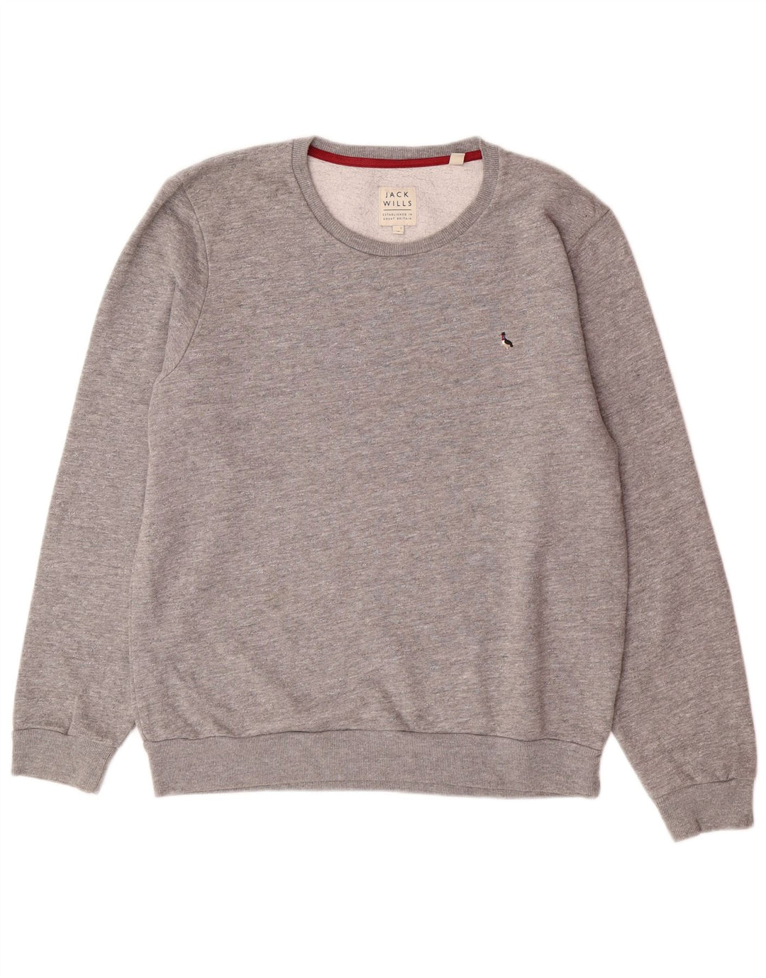 JACK WILLS Hombre Sudadera Jumper Gris Medio Algodón Moteado