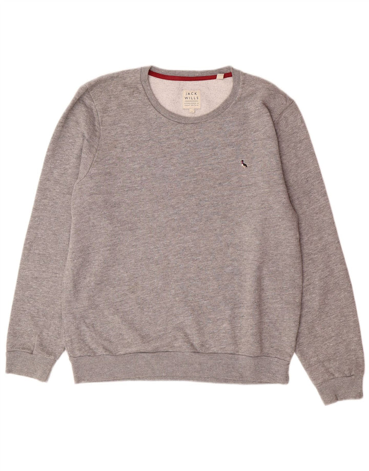 JACK WILLS Hombre Sudadera Jumper Gris Medio Algodón Moteado