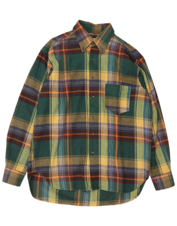 Brandi Camisa de franela para hombre de algodón a cuadros verdes grandes