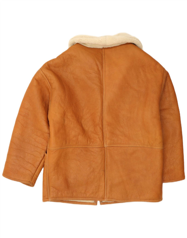 Vintage mujer shearling chaqueta Reino Unido 18 XL marrón shearling
