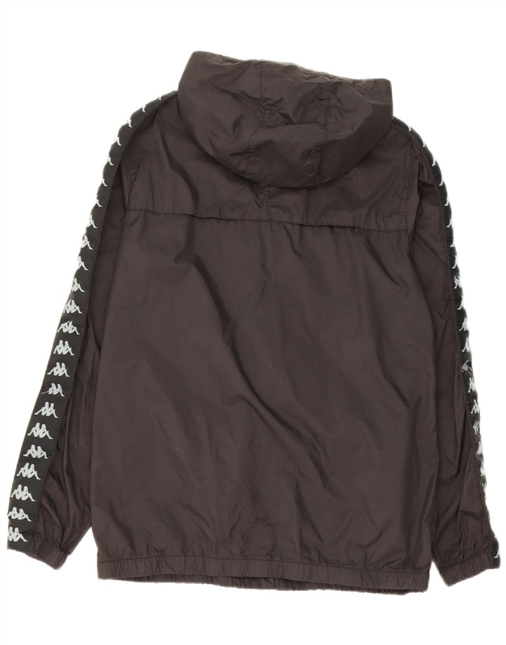 Kappa Chaqueta impermeable gráfica con capucha para hombre UK 38 Medium Black Nylon