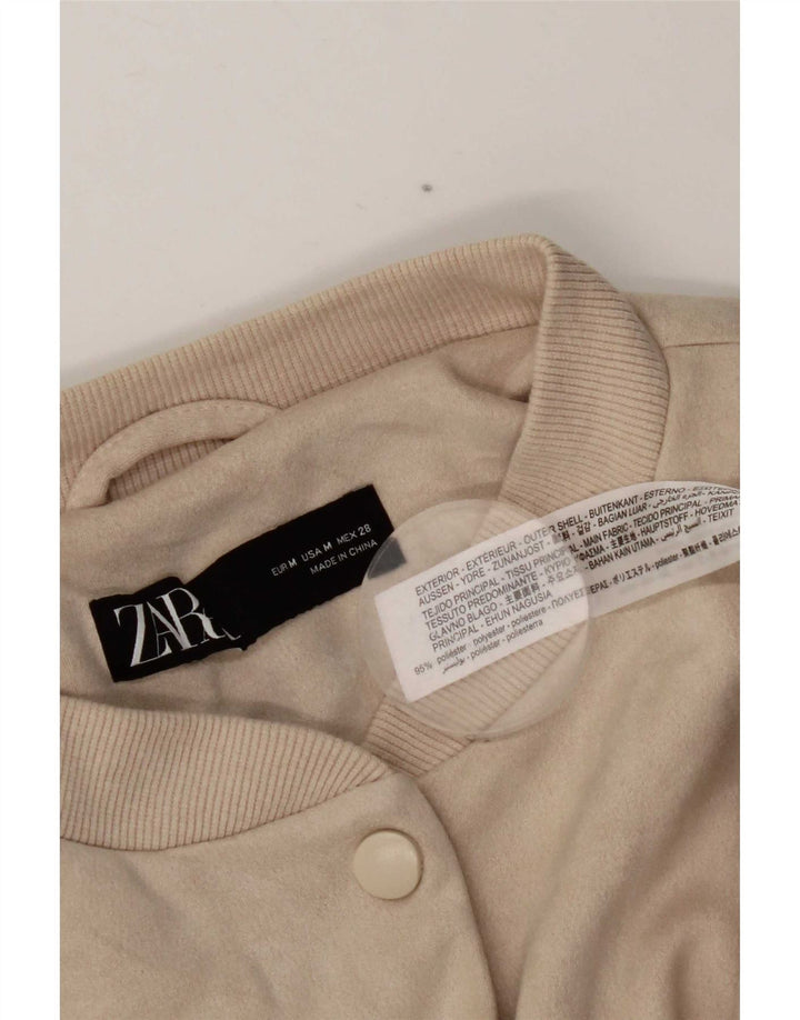Zara Mujer Chaqueta Bomber Extragrande UK 44 Poliéster Beige Medio