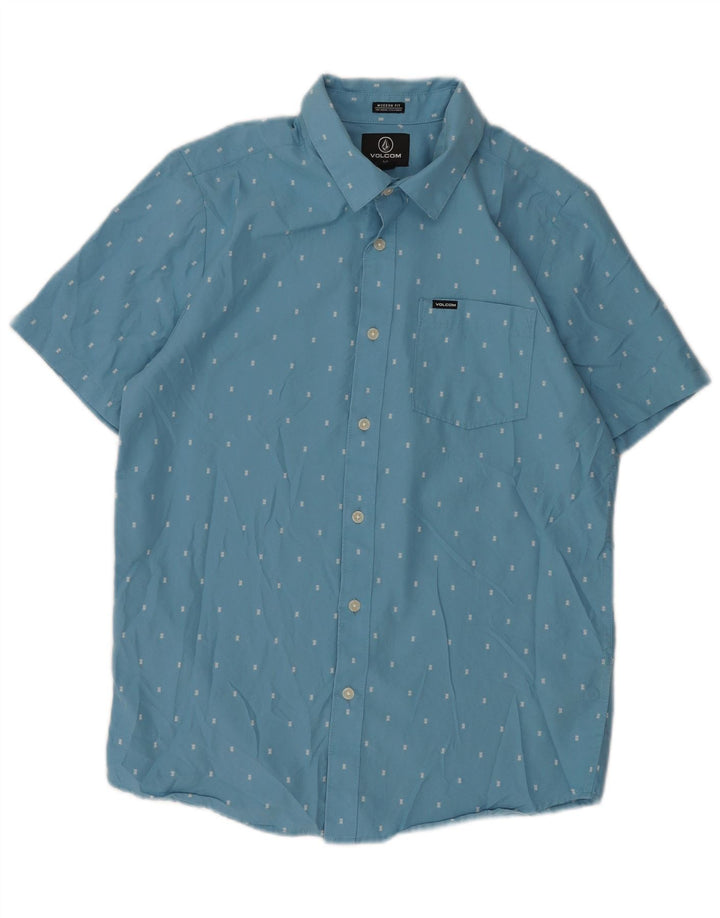 Camisa Volcom Modern Fit de manga corta de algodón con lunares azules pequeños