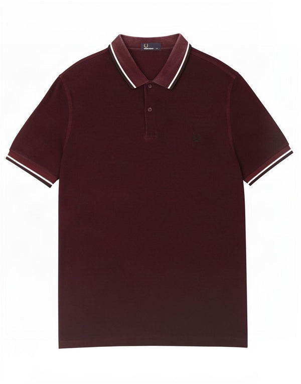 Fred Perry Polo para hombre 2XL Algodón a rayas granate