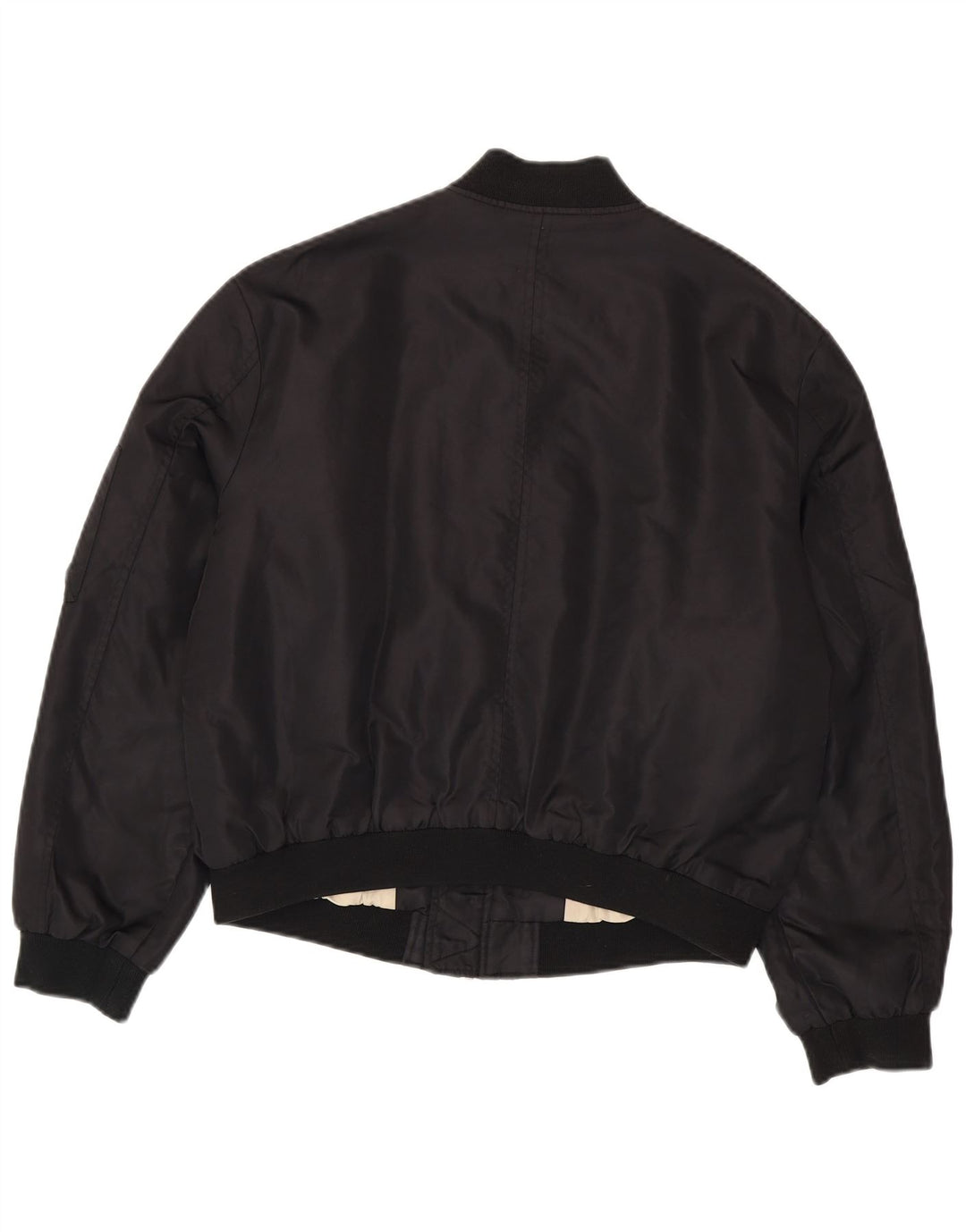 Zara Mujer Crop Chaqueta Bomber Extragrande UK 46 Grande Poliamida Negra
