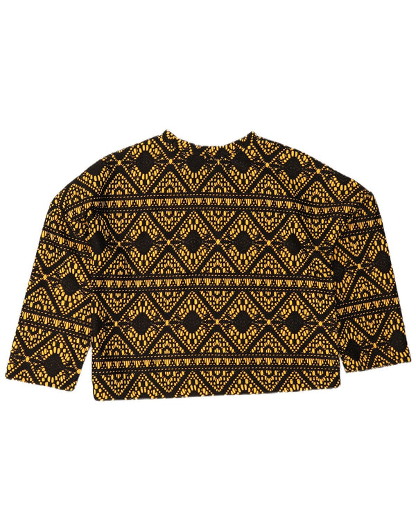 Zara Mujer Trafaluc Top Extragrande Manga 3/4 UK 10 Small Negro Geométrico