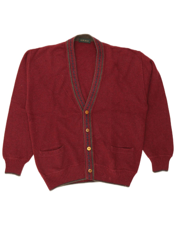 Vintage Mens Cardigan Suéter XL Borgoña