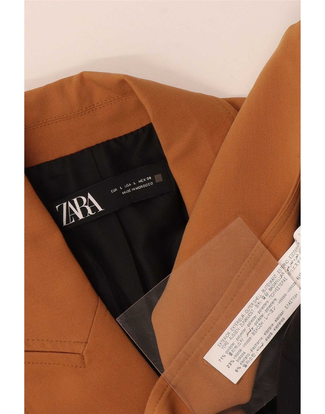 Zara Chaqueta Blazer De Doble Botonadura Para Mujer UK 44 Grande Poliéster Marrón