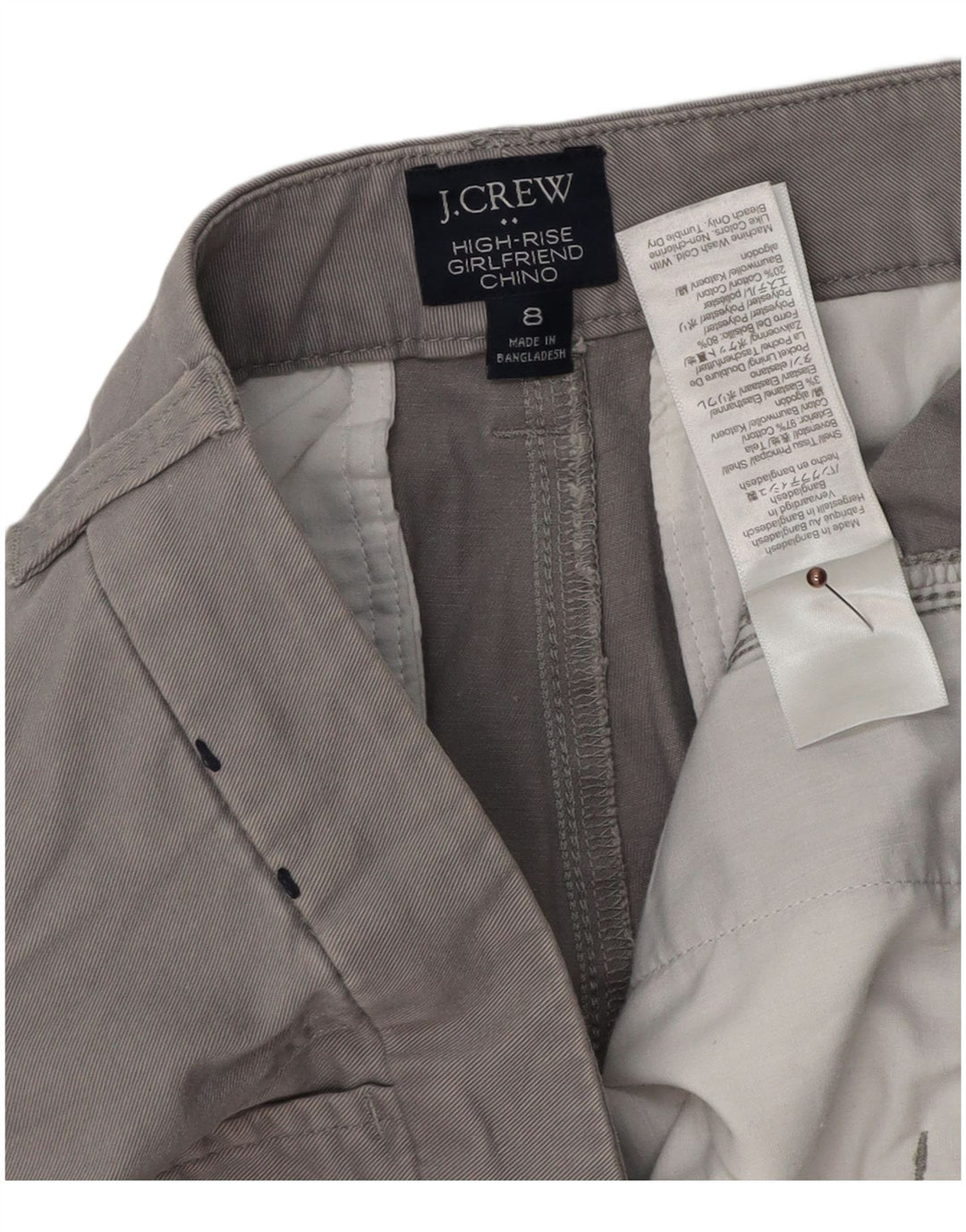 J. CREW Pantalones chinos ajustados para novia para mujer US 8 Medium W32 L27 Gris