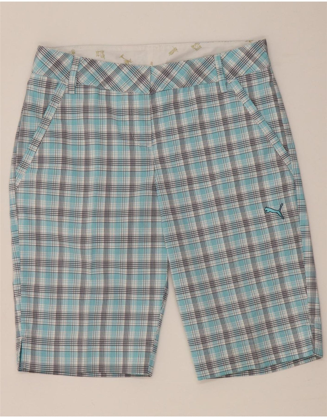 Puma Pantalones cortos chinos para hombre UK 8 Small W28 Blue Check
