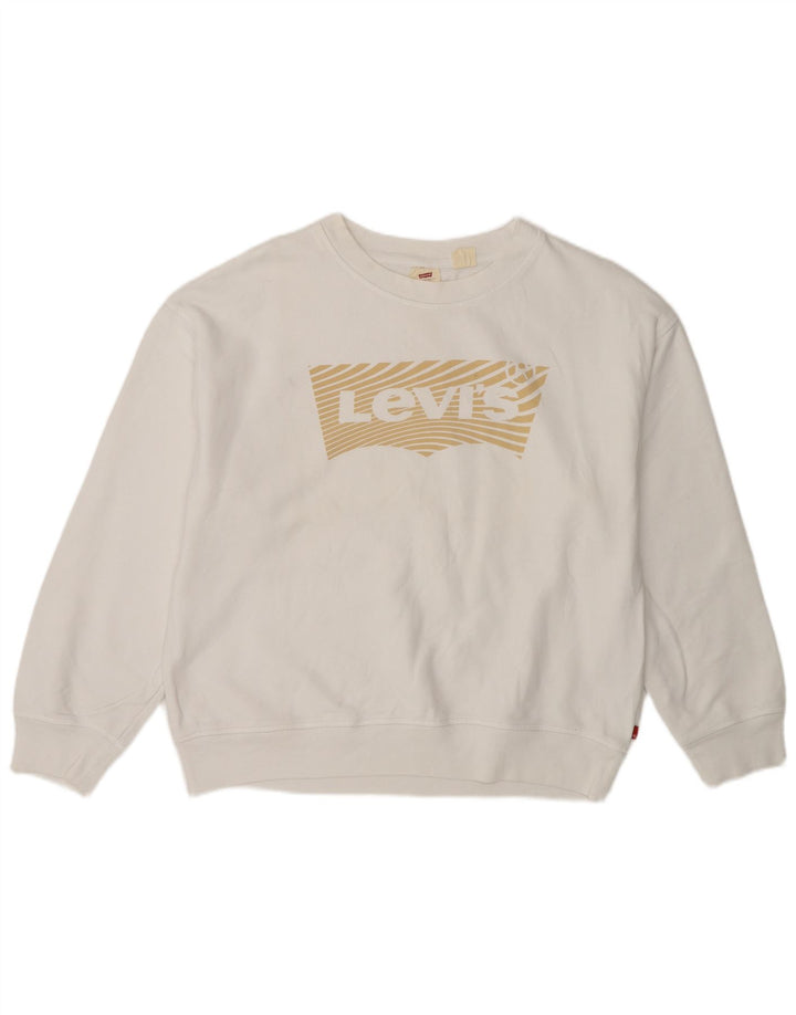 Levi's Sudadera extragrande con gráfico para mujer, talla 40, algodón blanco mediano