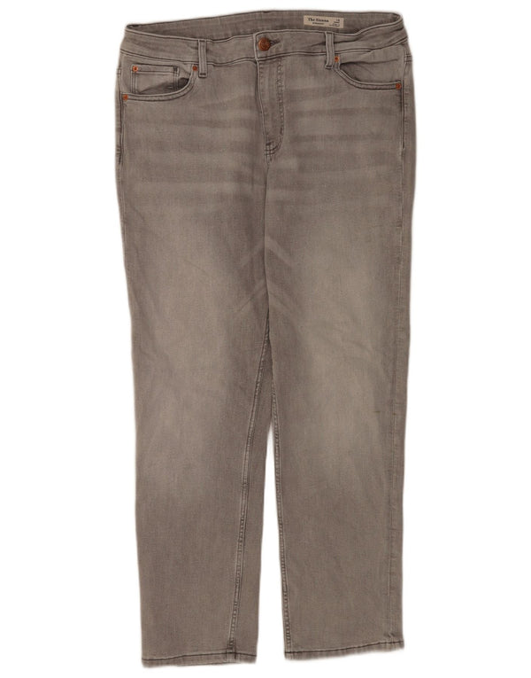 Marks & Spencer Vaqueros rectos The Sienna para mujer, talla 40, talla grande, W34 L27, color gris