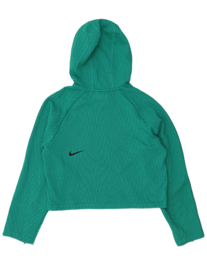 NIKE Mujer Crop Oversize Sudadera con capucha Jumper UK 10 Small Verde Poliéster