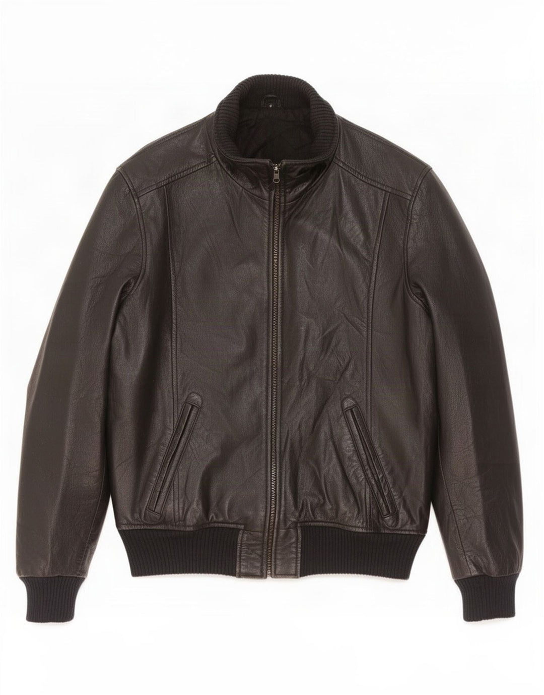Vintage hombres chaqueta de cuero Reino Unido 38 medio negro