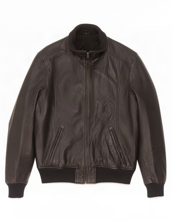 Vintage hombres chaqueta de cuero Reino Unido 38 medio negro