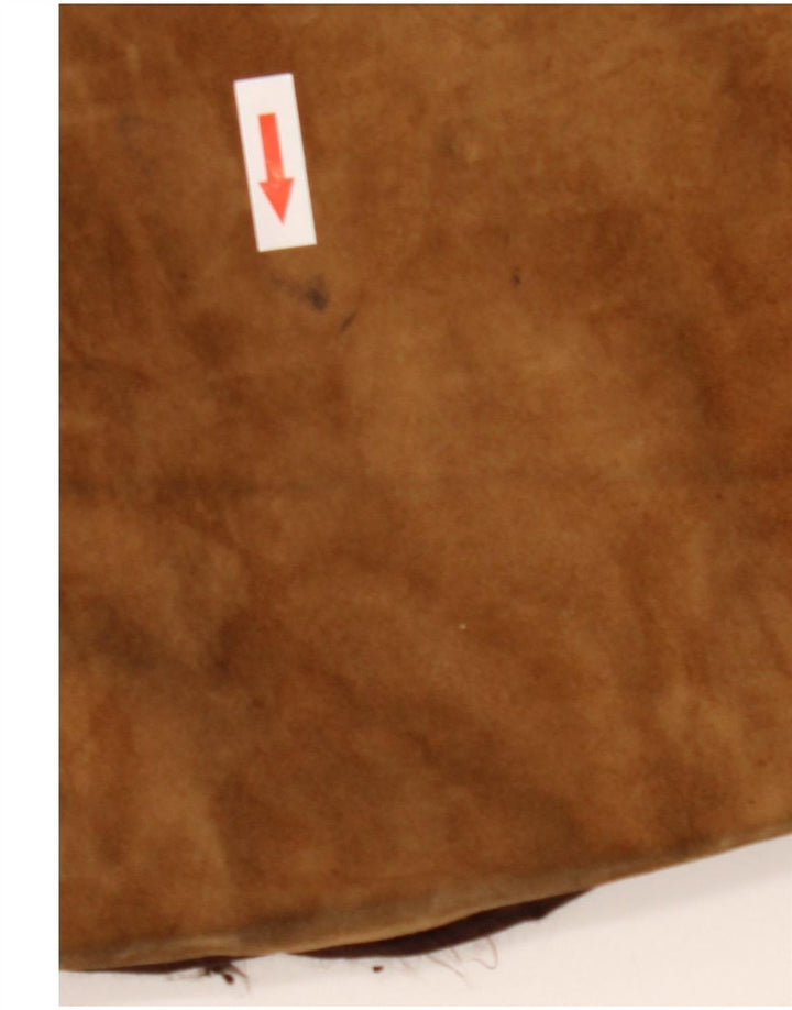 Vintage mujer ante chaqueta Reino Unido 12 marrón medio colorblock