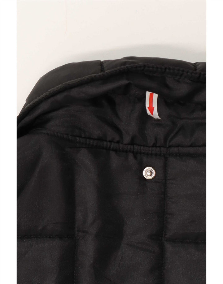 Vintage mujer acolchado abrigo Reino Unido 14 grande nylon negro