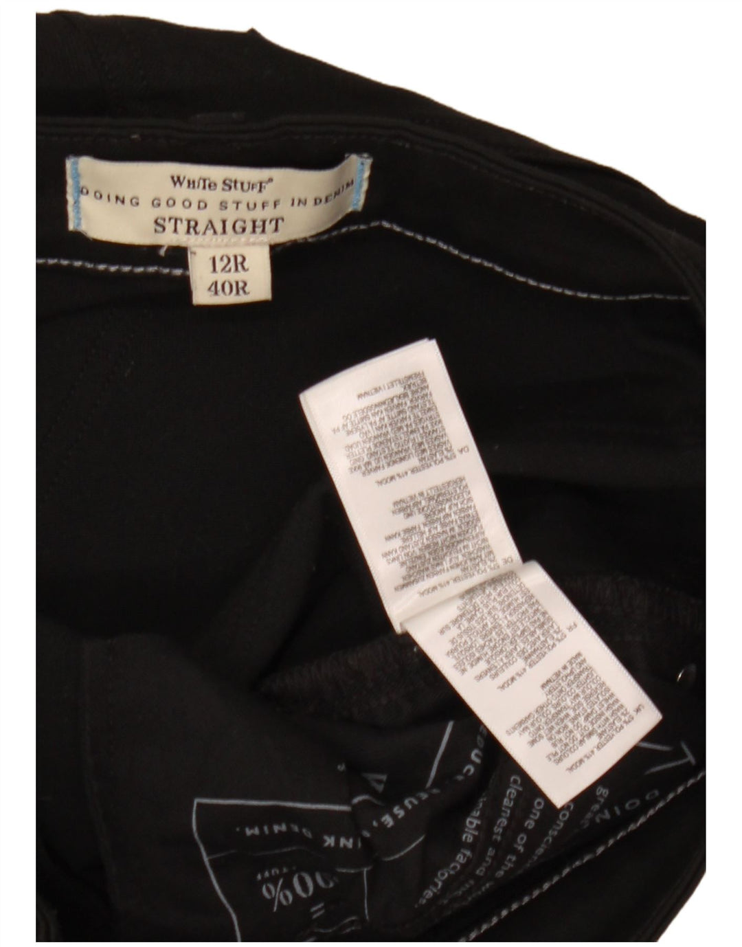 WHITE STUFF Pantalones casuales rectos para mujer UK 12 Medium W32 L30 Negro