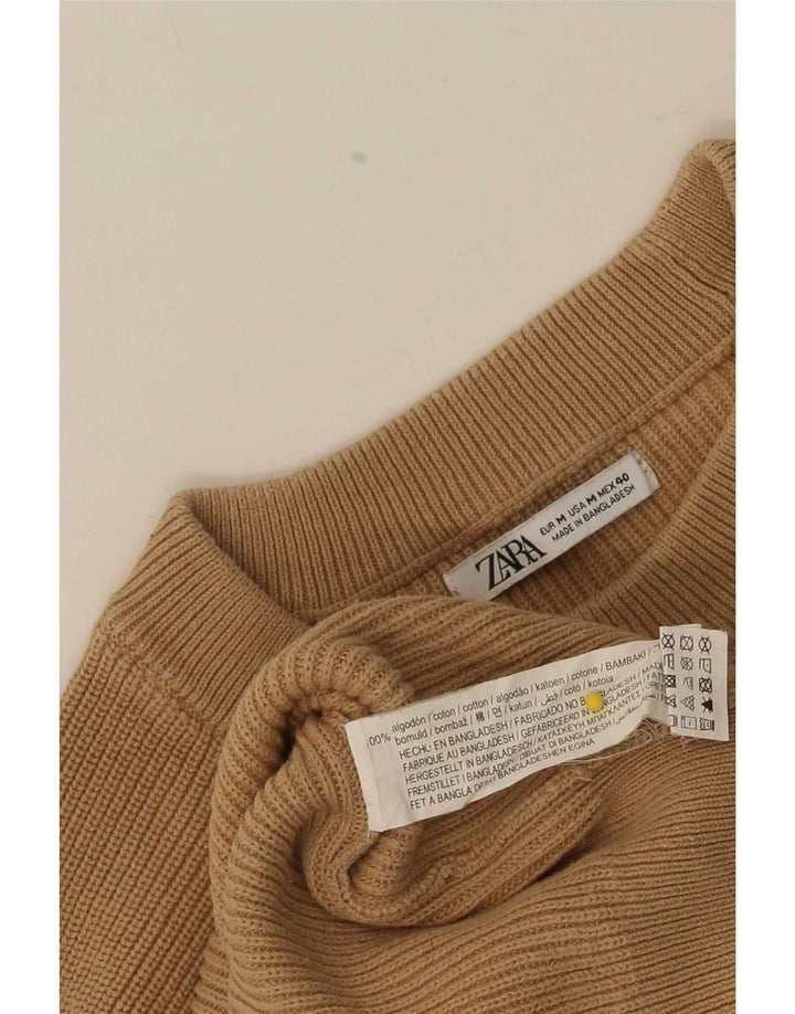 Zara Hombre Jersey Cuello Redondo Jersey Algodón Beige Medio