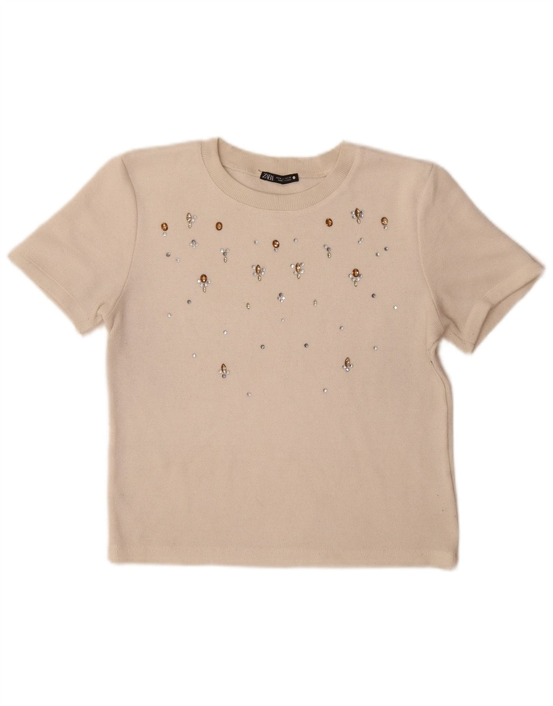 Zara Mujer Camiseta Top UK 12 Medium Beige