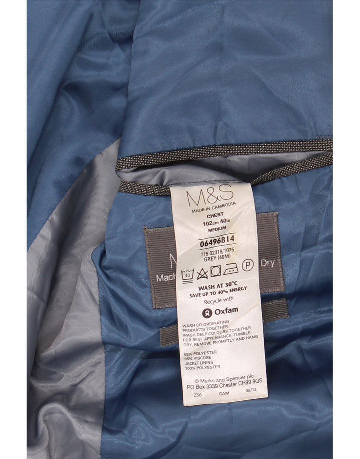 Marks & Spencer Chaqueta tipo blazer de 2 botones para hombre UK 40 Poliéster gris medio