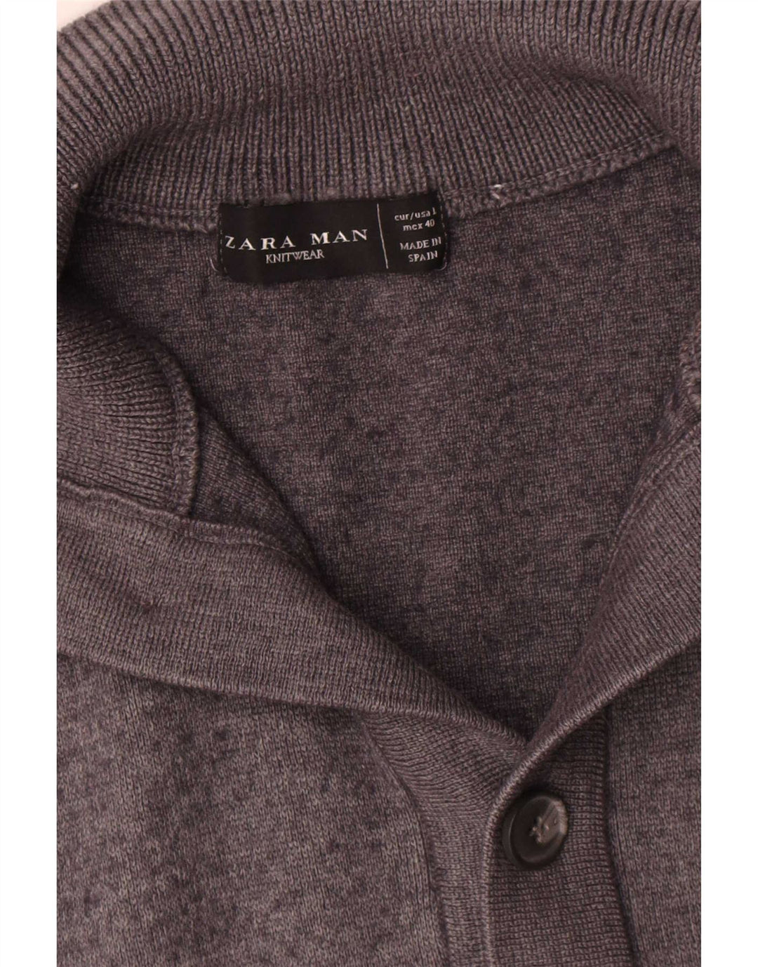 Zara Hombre Cárdigan Sueter Grande Lana Gris