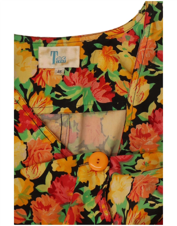VINTAGE Chaqueta Blazer de 3 Botones para Mujer IT 46 Grande Multicolor Floral