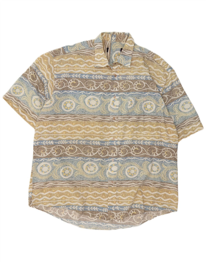VINTAGE Mens Short Sleeve Shirt XL Multicoloured Paisley