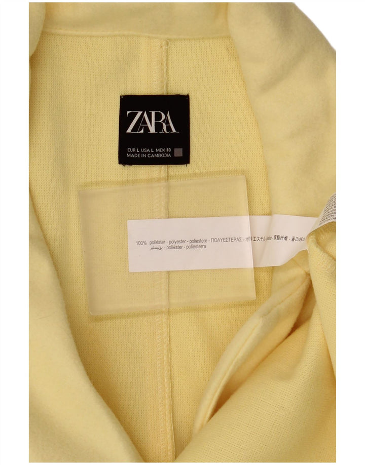 Zara Mujer Abrigo Abierto UK 46 Grande Poliéster Amarillo