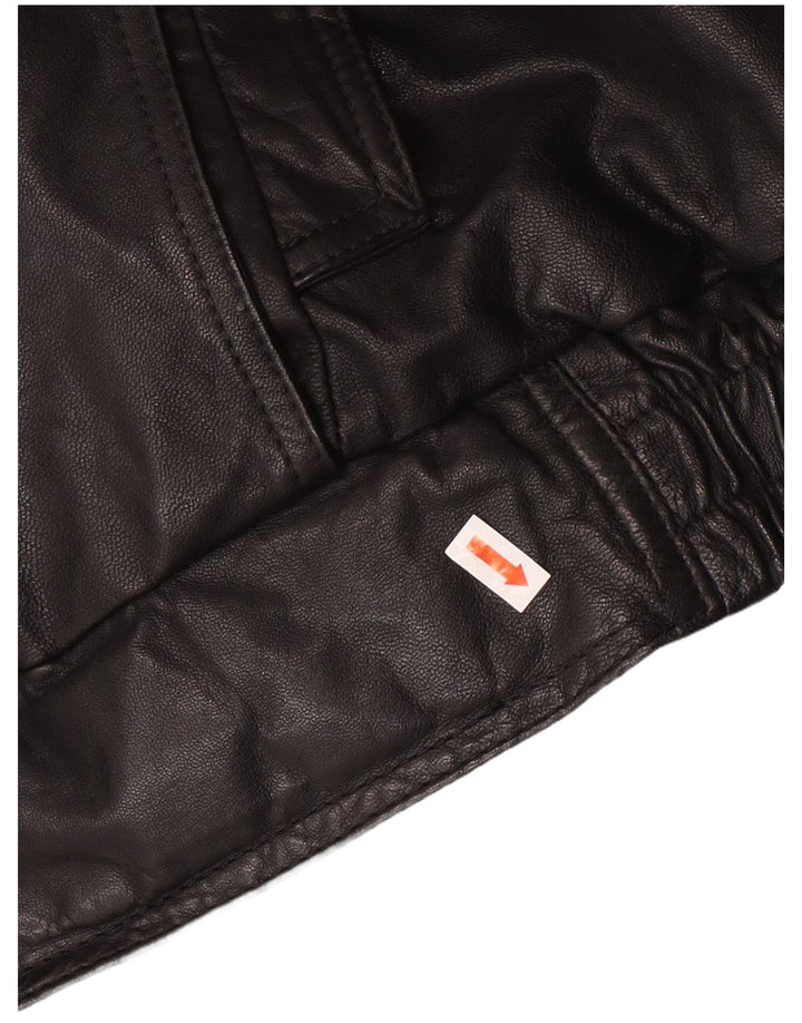 VINTAGE Chaqueta de cuero para hombre IT 50 Cuero negro grande