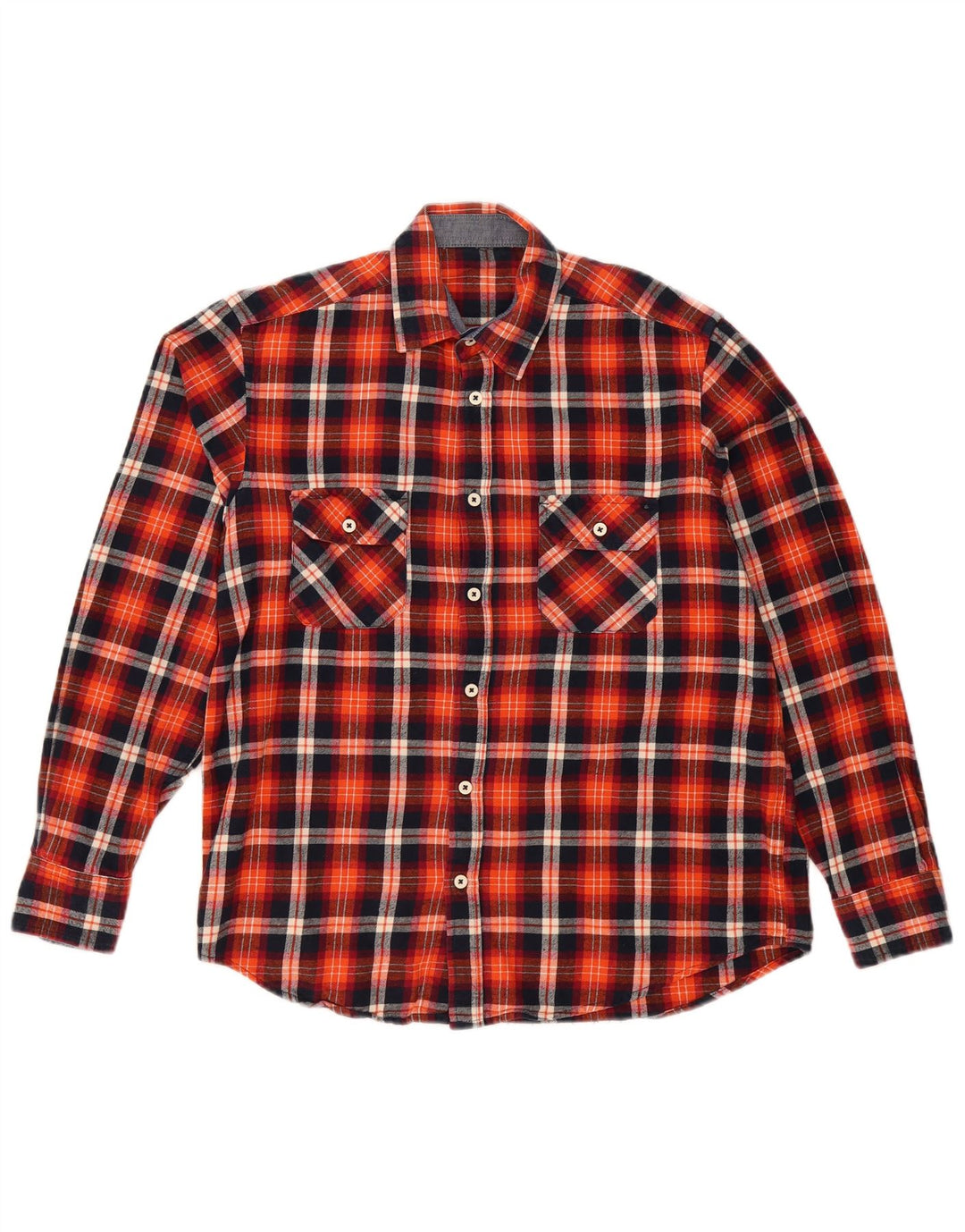 Camisa de franela vintage para hombre con cuadros rojos grandes