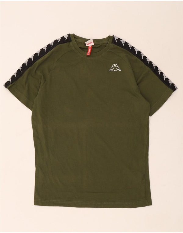 Kappa Hombre Camiseta Gráfica Top Algodón Color Block Verde Medio