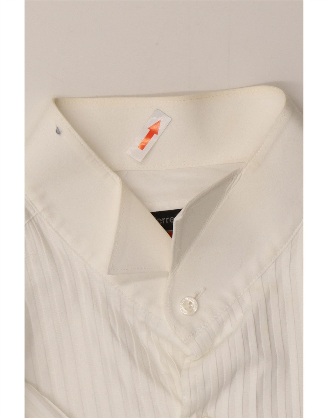 PIERRE CARDIN Camisa formal para hombre Talla 16 Algodón a rayas blancas grandes