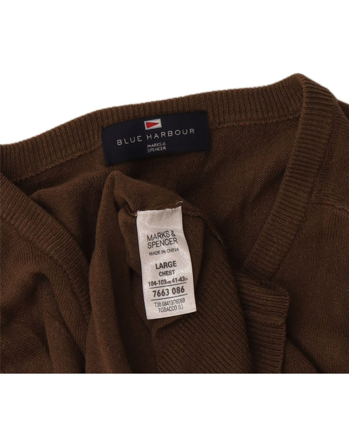 Marks & Spencer Suéter con Cuello en V Blue Harbor para Hombre Acrílico Marrón Grande
