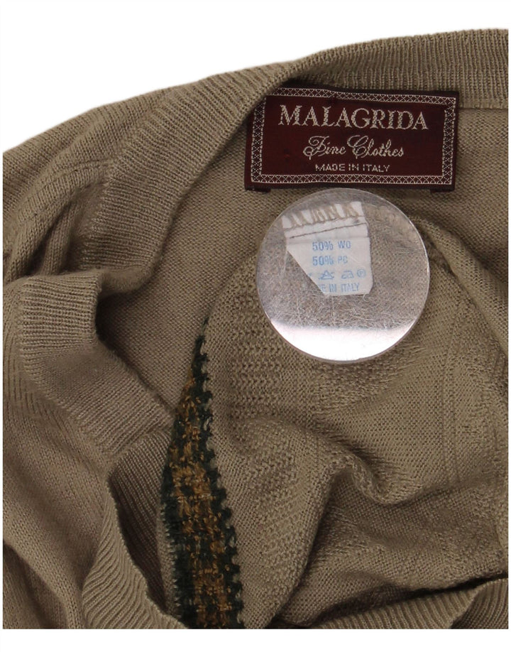 MALAGRIDA Jersey Con Cuello En V De Lana Geométrica Gris Medio Para Hombre