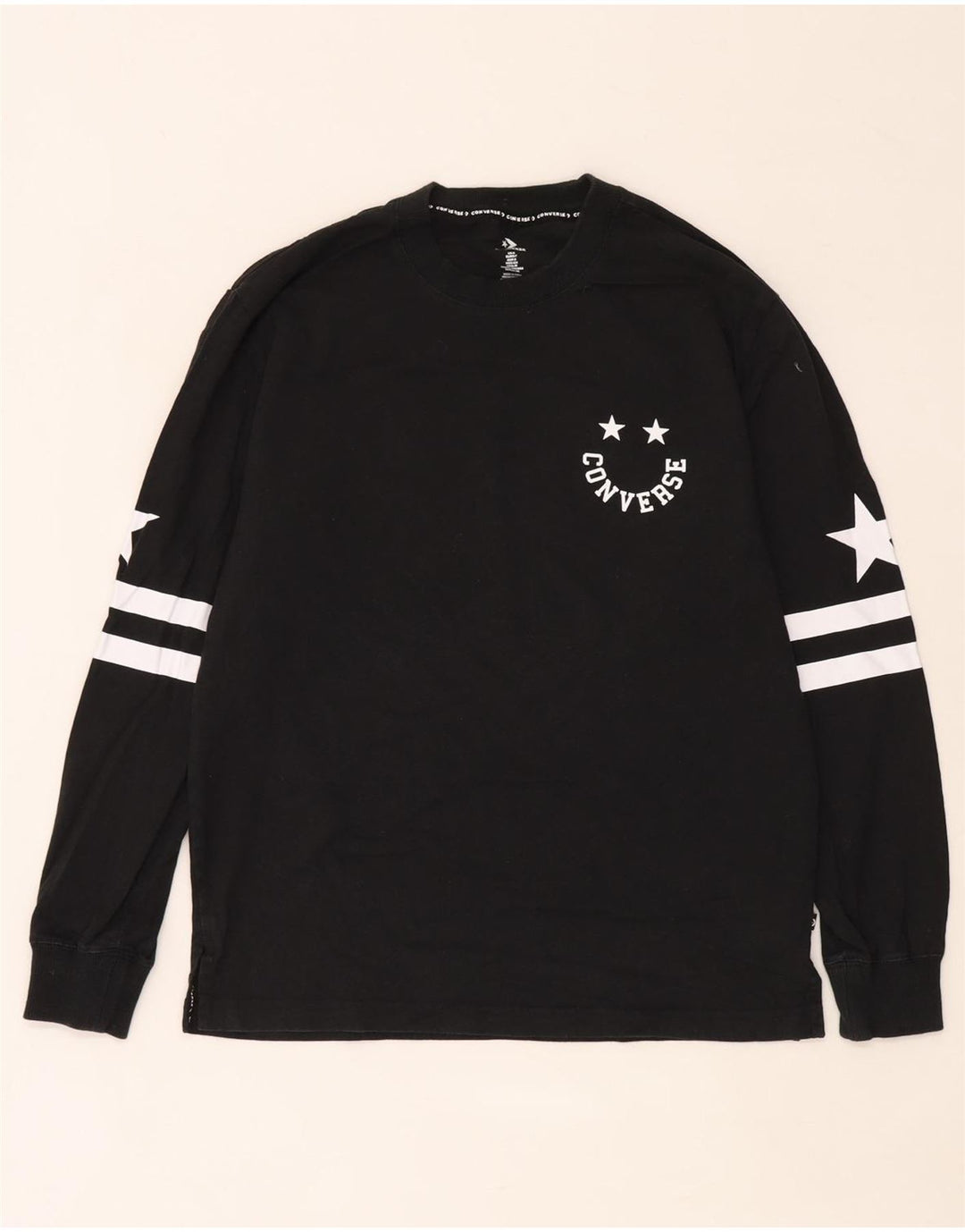 Converse Hombre Gráfico Top Manga Larga Pequeño Algodón Negro