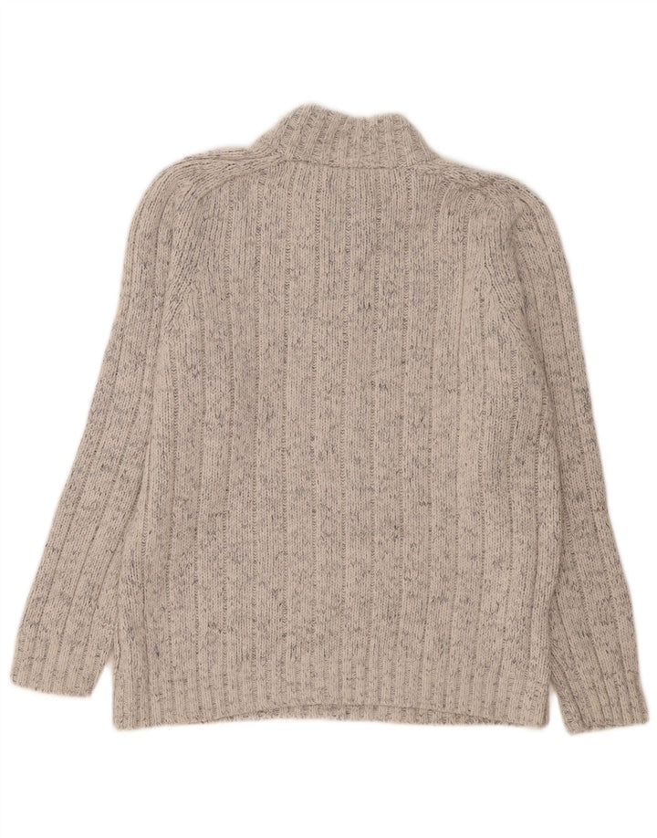 Marks & Spencer Jersey con cuello y cremallera para hombre, acrílico moteado gris grande