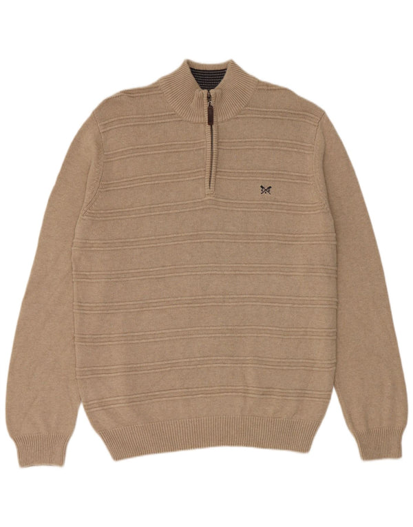 Crew Clothing Suéter tipo jersey con cuello y cremallera de ajuste regular para hombre Algodón beige medio