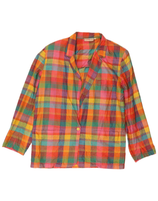 Express Chaqueta tipo blazer de 1 botón para mujer UK 10 Small Multicolor Check