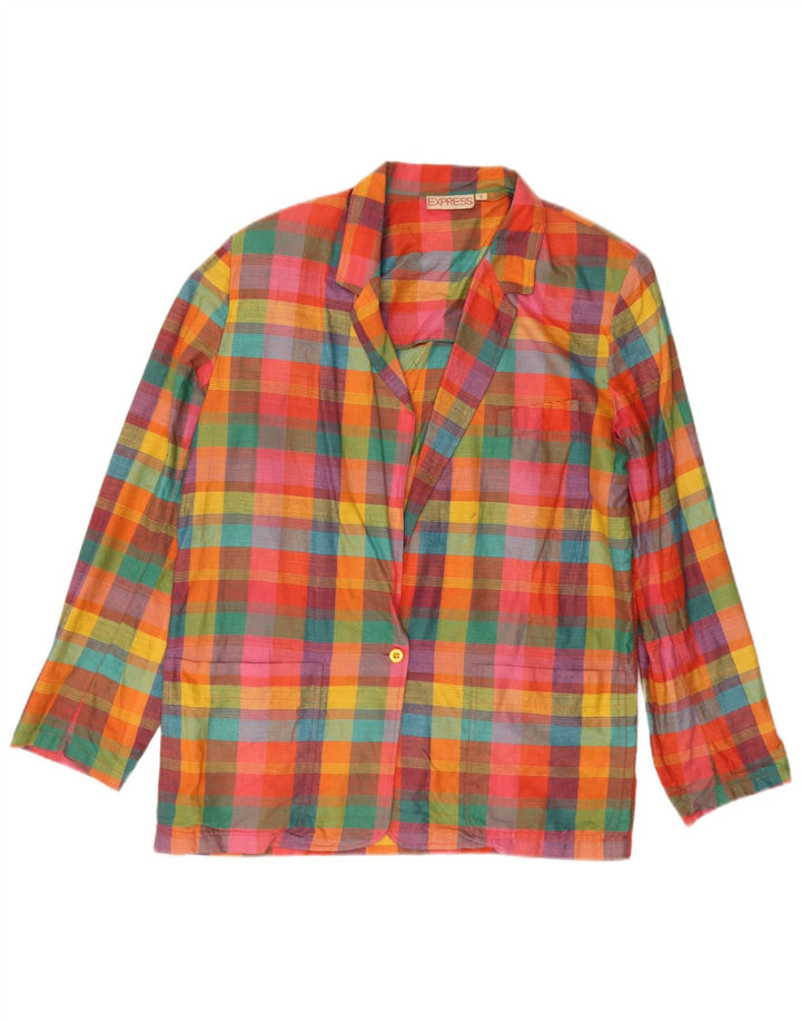 Express Chaqueta tipo blazer de 1 botón para mujer UK 10 Small Multicolor Check