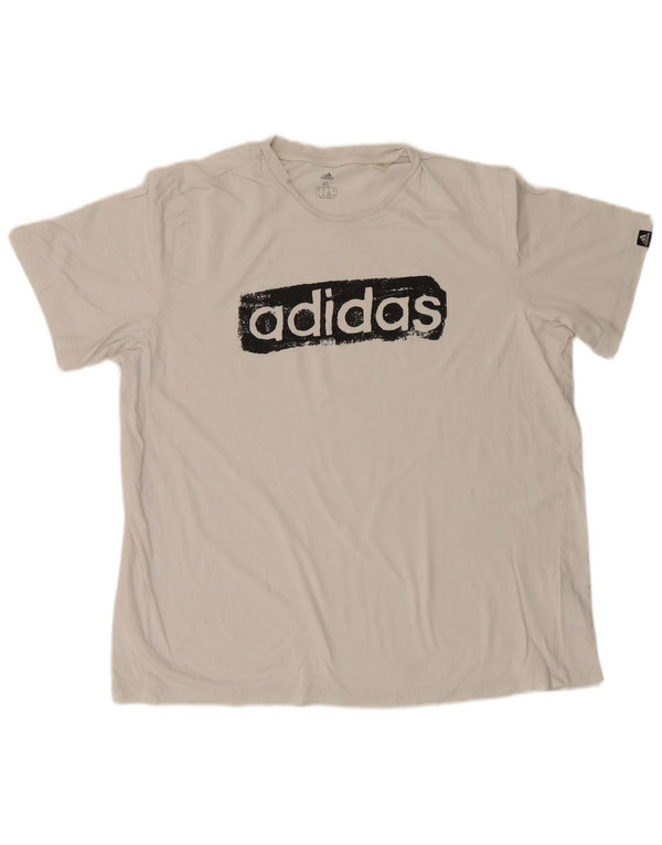 Adidas Hombre Camiseta Gráfica Top XL Algodón Blanco