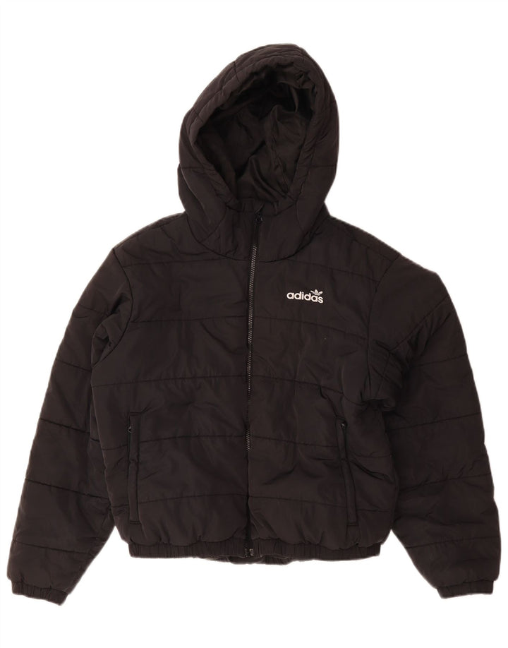 Adidas - Chaqueta acolchada con capucha para mujer, talla grande, color negro