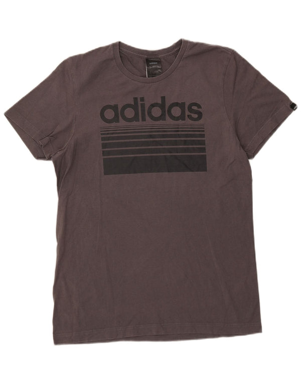 Adidas - Camiseta gráfica para hombre, talla pequeña, algodón gris