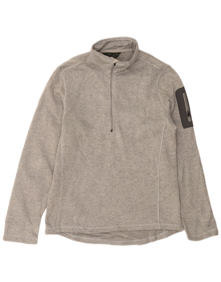 Eddie Bauer - Sudadera con Cuello y Cremallera para Hombre, Jersey, Gris Medio, Moteado