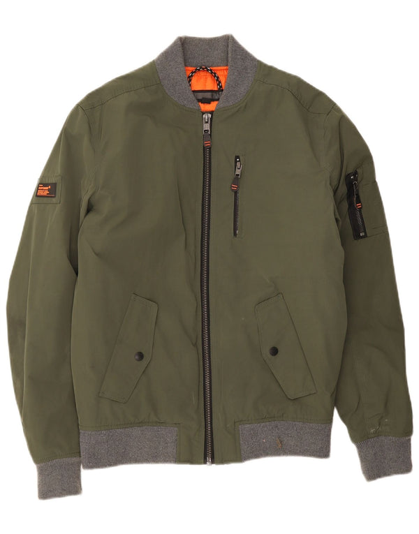 Superdry Cazadora Bomber para Hombre ES 38 Poliéster Color Block Verde Medio