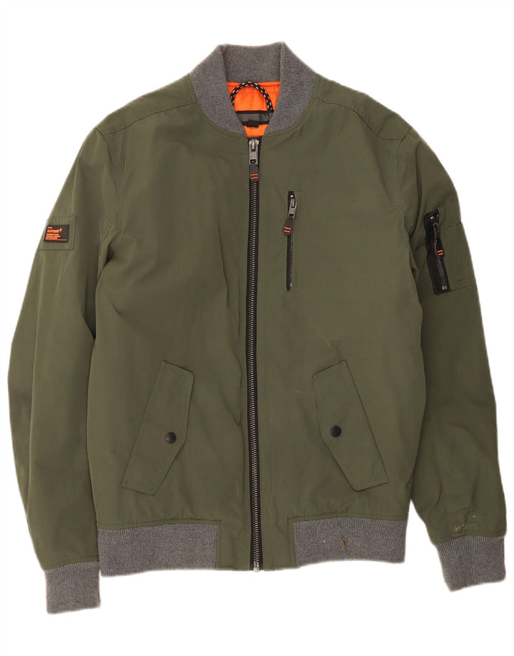 Superdry Cazadora Bomber para Hombre ES 38 Poliéster Color Block Verde Medio