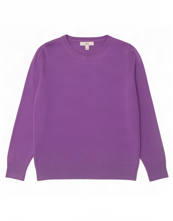 Marks & Spencer Jersey con Cuello Barco para Mujer UK 40 Acrílico Púrpura Medio